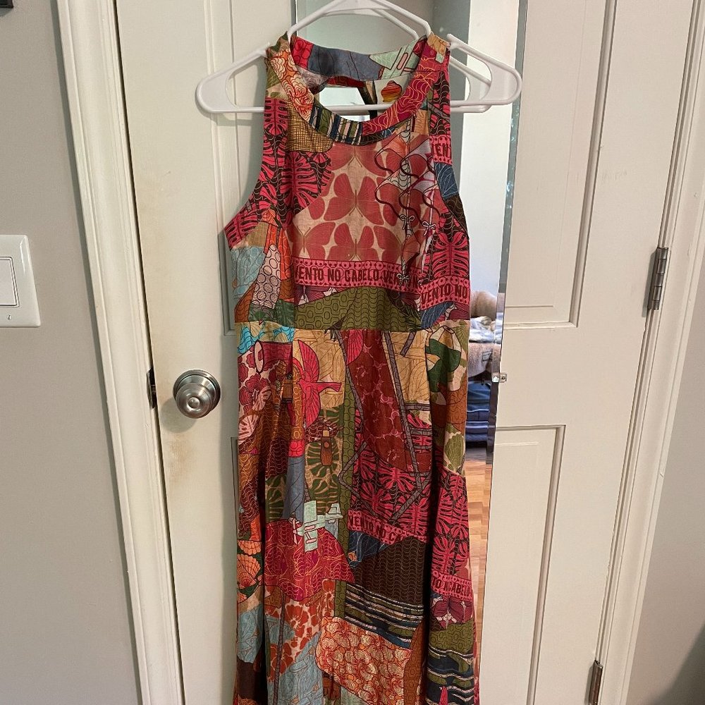 NWT Farm Rio Beach Desire Tropical Print Open Back Maxi Dress Size S